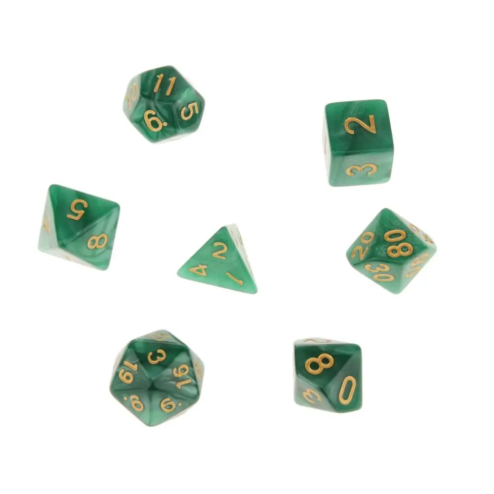 B-Green 7Pcs Polyhedral Dice Double-Colors Polyhedral Game Dice for RPG Dungeons and Dragons DND RPG MTG D20 D12 D10 D8 D6 D4 Table Game - Цвет: B-Green
