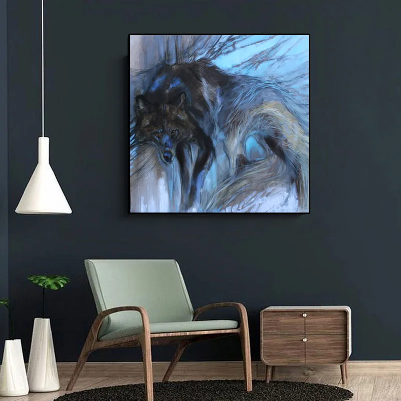 

Canvas Painting Animal Posters and Prints Abstract Watercolor Wolf Wall Pictures for Living Room Cuadros Home Decor Unframed