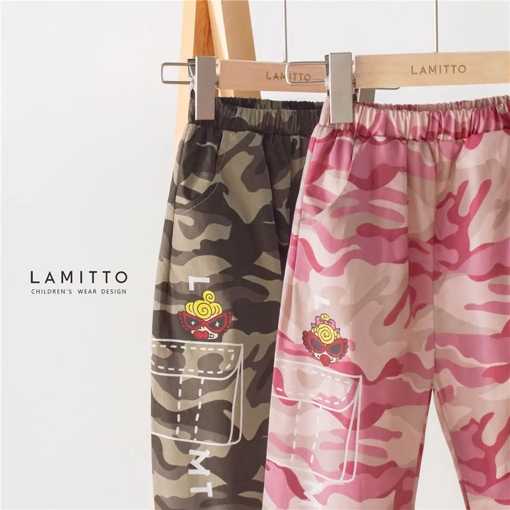 Lamitto2019 осень и зима INS для детей в стиле «хип-хоп» чувствует краситель в ручной будьте готовы; камуфляжная расцветка осенние штаны
