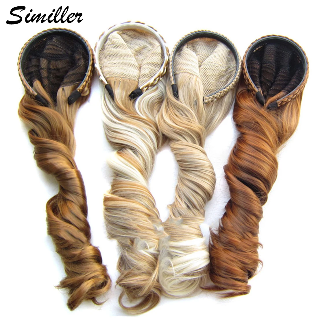 Similler Long Wavy Ombre Synthetic Hair Half Wigs For Women Heat Resistant Fiber Afro 18 Style For Available Mix Colors Ombre