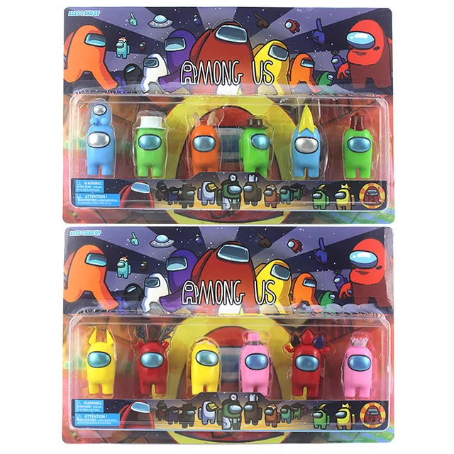 6pcs set Among Us Toys Anime Figure MINI Carton Keychain Models Action Toy Figures Game DIY