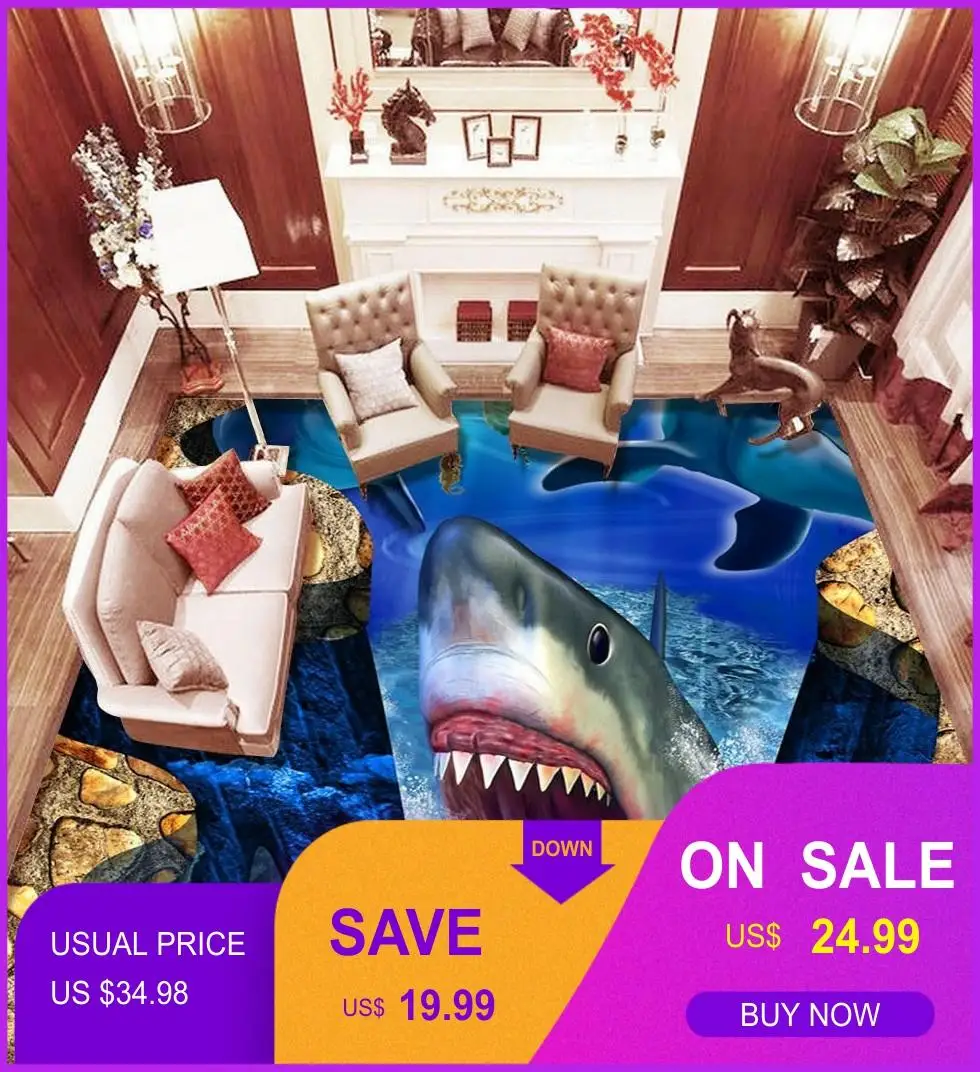 3D подводный мир, 3D напольные обои для холла, покраска пола