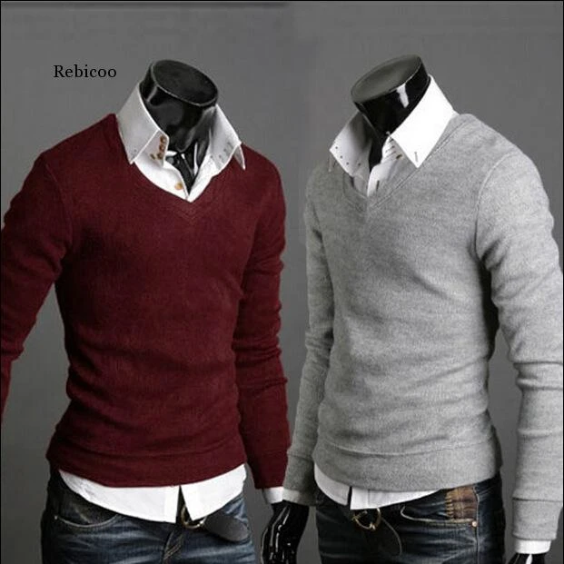 banana republic mens sweaters Men's V-Neck Sweater Autumn Casual Thin Long Sleeve Sweaters Fashion Designer Pullover Sweater Male Clothing mens sweaters on sale