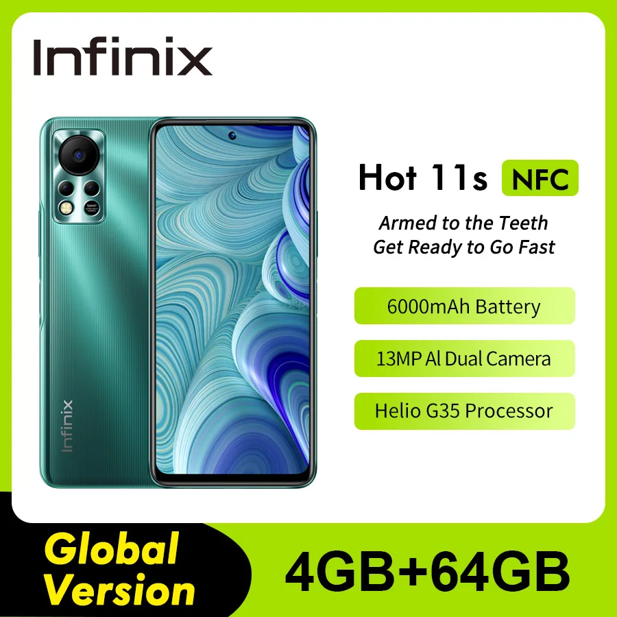 Смартфон Infinix HOT 11S NFC 4 + 64 ГБ экран 6 78 дюйма FHD Helio G88 задняя камера 50 МП аккумулятор