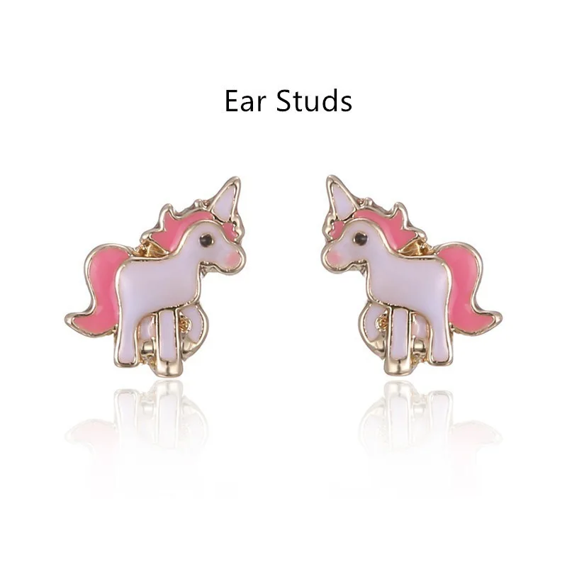 2019 модное женское ожерелье и серьги в виде единорога эмалированная мультяшная