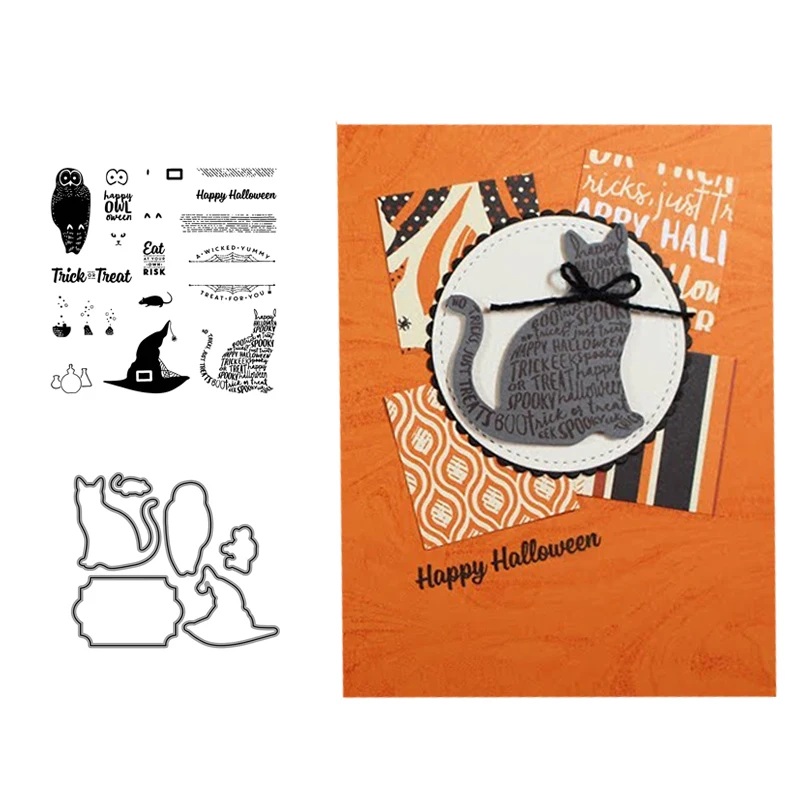 

New Arrival Spooky Cat Metal Cutting Dies and stamps DIY Scrapbooking Card Stencil Paper Cards Handmade Album Stamp Die Sheets