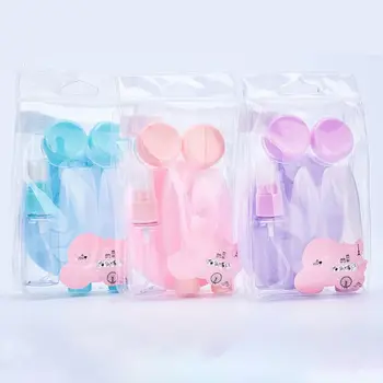 

7Pcs Travel Empty Bottles Set Refillable Cosmetic Containers Squeezable Tube Cream Box Dispenser Facial Cleansing Sponge