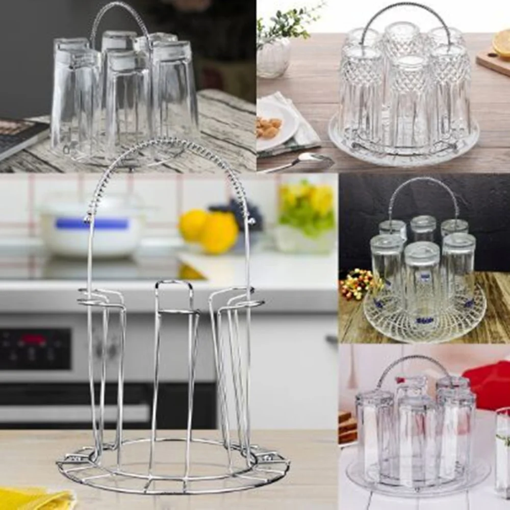 Supporto per tazze in acciaio inox da 6 tazze, porta bicchieri, cucina, scolapiatti sospeso, scaffale per asciugatura, accessori per la casa_voghion.com