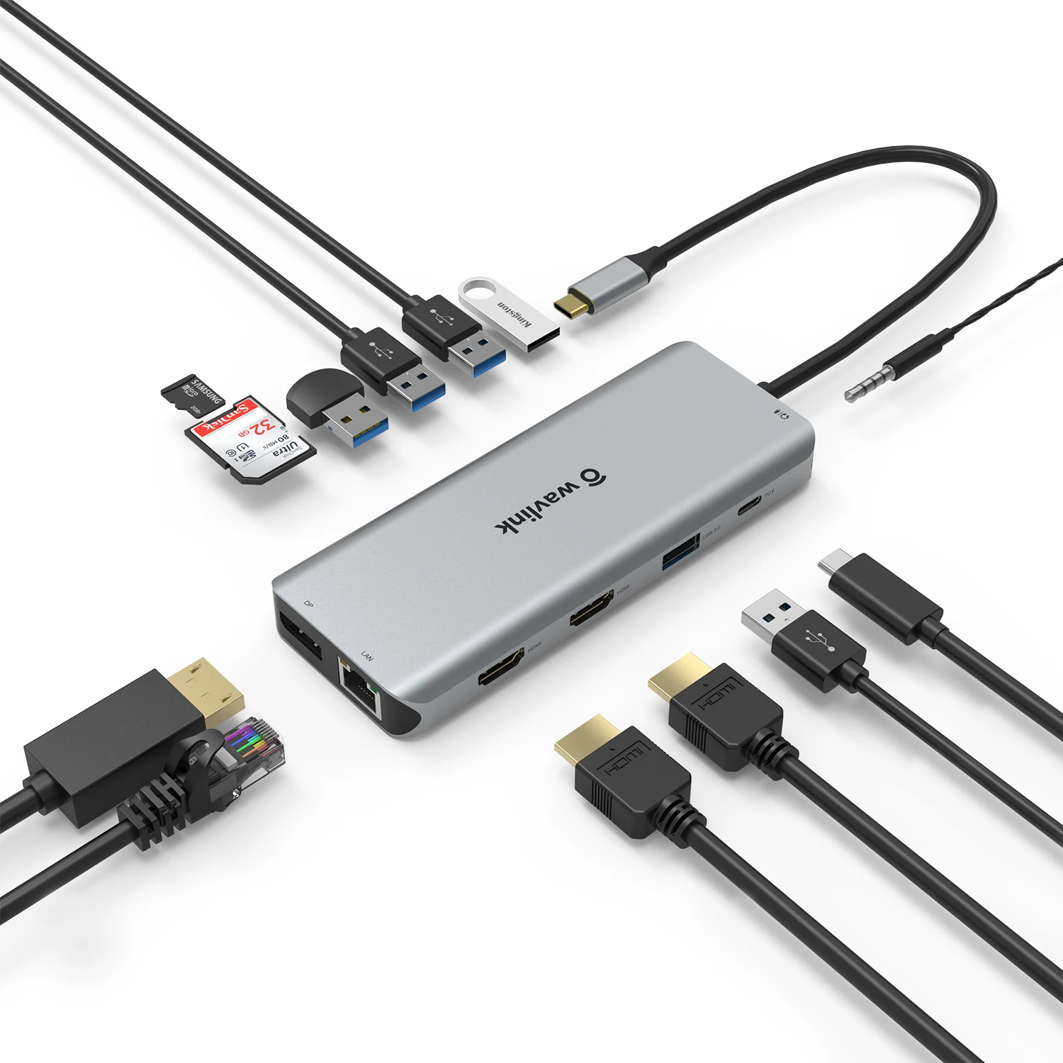 Wavlink-USB-C Docking Station, exibição tripla, USB C