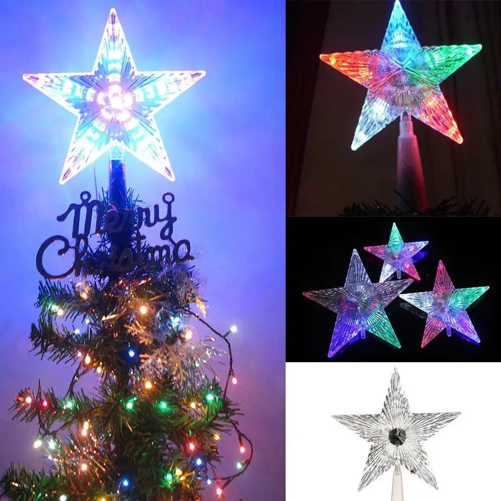 4 LED Flashing Mode Star Christmas Tree Topper Light Xmas Home Party Decor Lamp Three size for your choice
