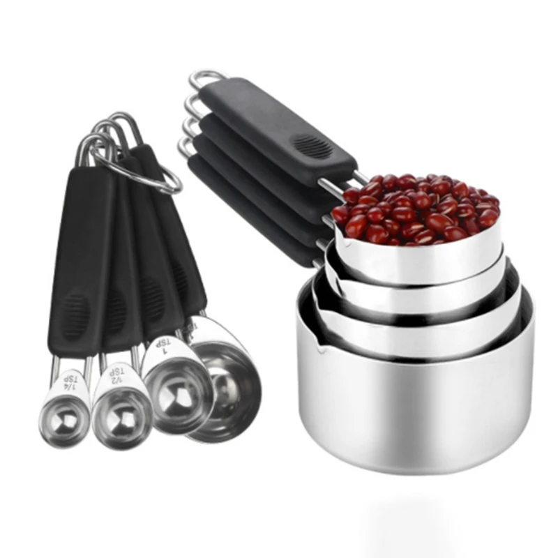 

8 Pcs Stainless Steel Measuring Cup Tea Coffee Metal Measuring Spoon Scoop for Cooking Kitchen Accessories Measuring Tools Set