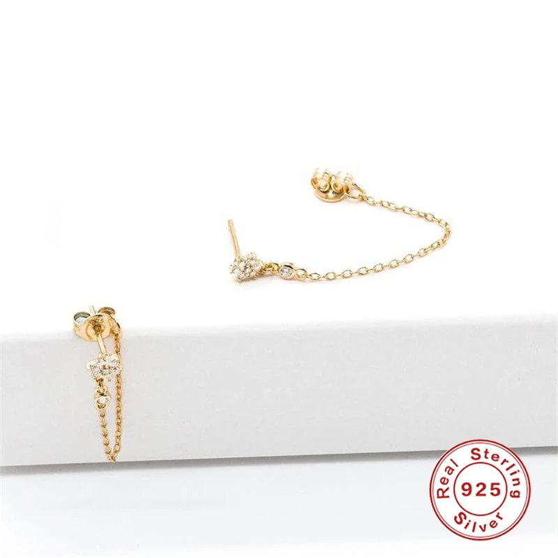 925 Sterling Silver Earrings For Women Party Cartilage Ear Bone Piercing Earrings Punk Girl Gift Gold Flower Zircon aretes R5
