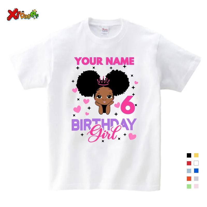 Birthday Girls T Shirt Family Matching Clothes Birthday Shirt Gift Black Princess Shirt Custom Name Kids Clothing Party Outfits 2