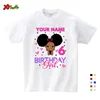 Birthday Girls T Shirt Family Matching Clothes Birthday Shirt Gift Black Princess Shirt Custom Name Kids Clothing Party Outfits 2