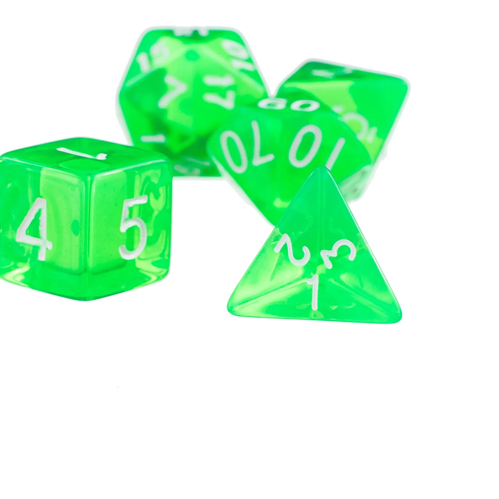 7Pcs Green D4 D6 D8 D10 D12 D20 Dice Set For  Game