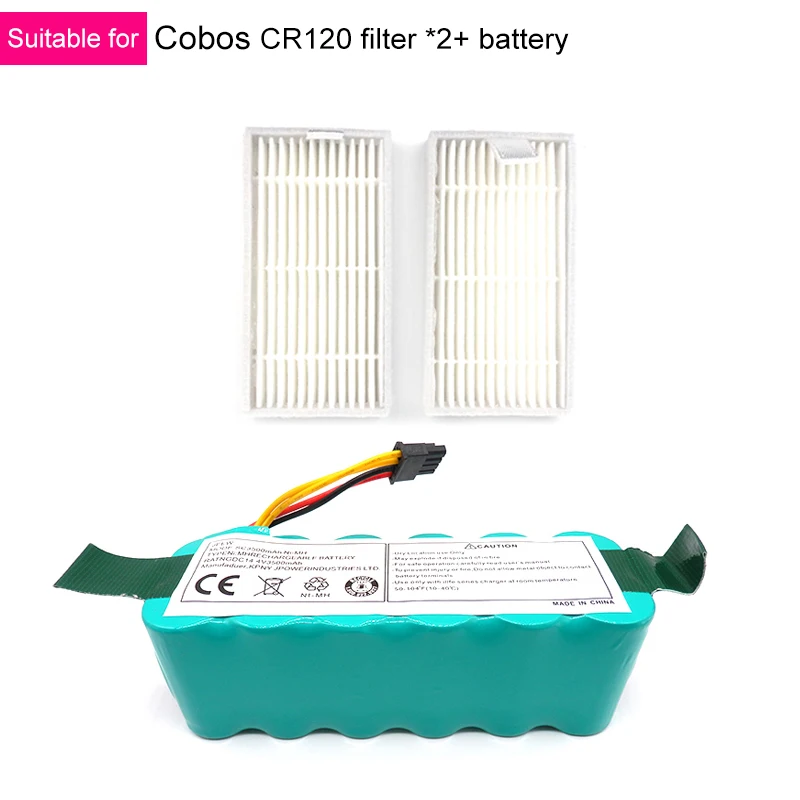 2Pcs Filters Ni-Mh 14.4V 3500Mah Battery for Ecovacs Mirror Cr120 Vacuum Cleaner Dibea X500 X580 X600