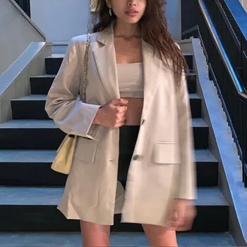

2019 Blazer Womens Suit Jackets Long Solid Coats Office Ladies Turn Down Collar Jacket Casual Female Outerwear Suit Blazer#J30