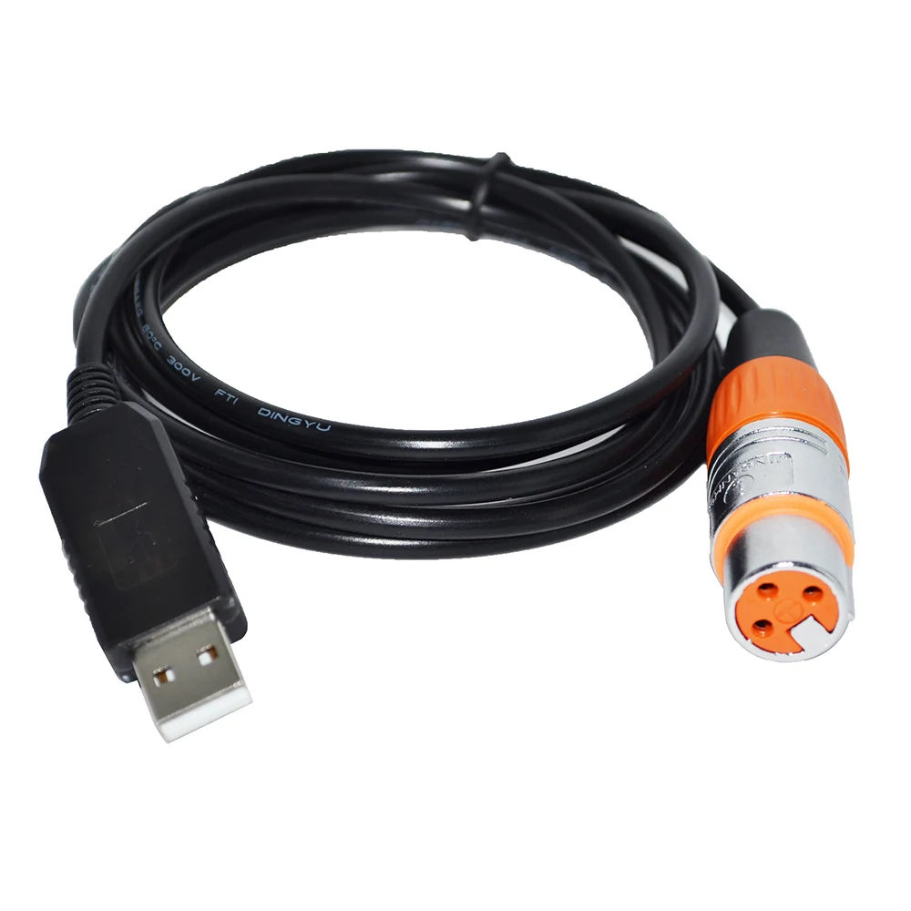 FREESTYLER QLC 단계 번개 관제사를위한 USB 3PIN 3P DMX 512 XLR 여성 변환기 케이블에 다채로운 FTDI RS485 DMX512