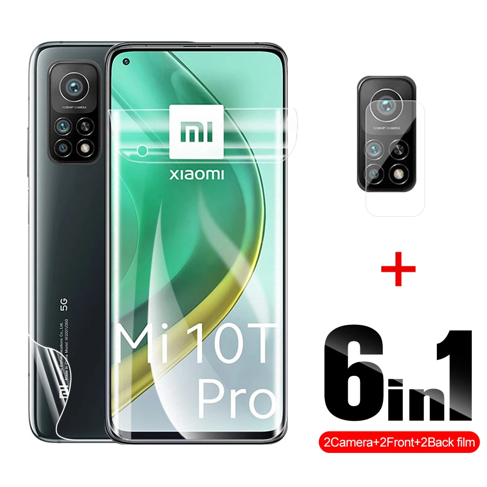 

Защитная Гидрогелевая пленка 6 в 1 для передней и задней камеры Xiaomi Mi 10TPro 10T 10TLite 10Pro 10Lite 10, защитная пленка для экрана M2007J3SG, стекло