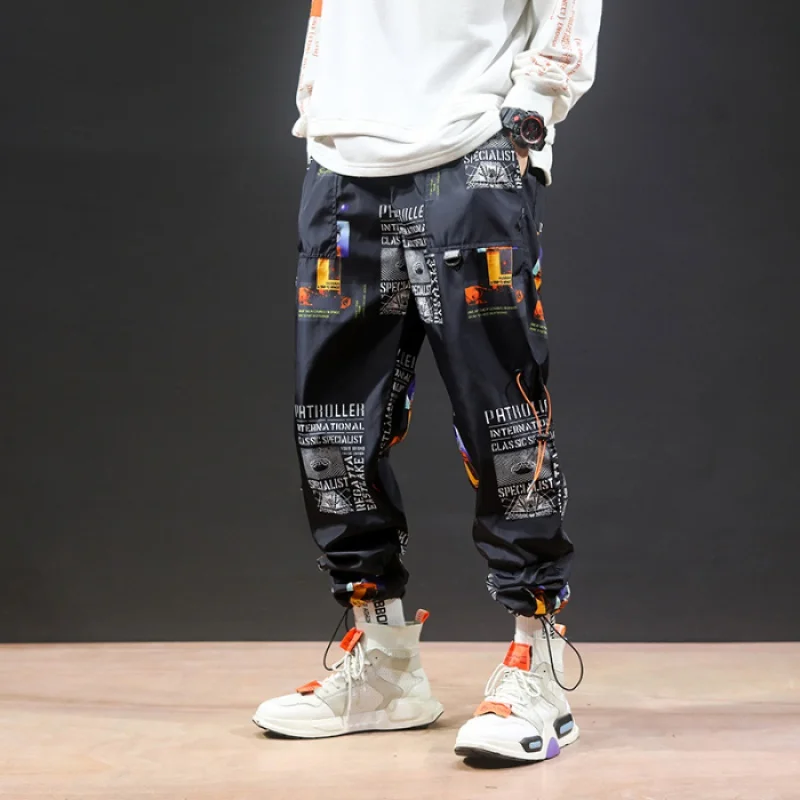 Мужские спортивные брюки бермуды повседневные для бега в стиле хип хоп с принтом
