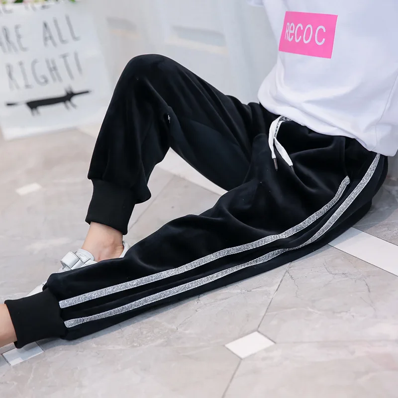

Girls Pants with Velvet Child Autumn And Winter New Style Korean-style Baby Harem Thick Warm Children Gold Velvet Athletic Pants