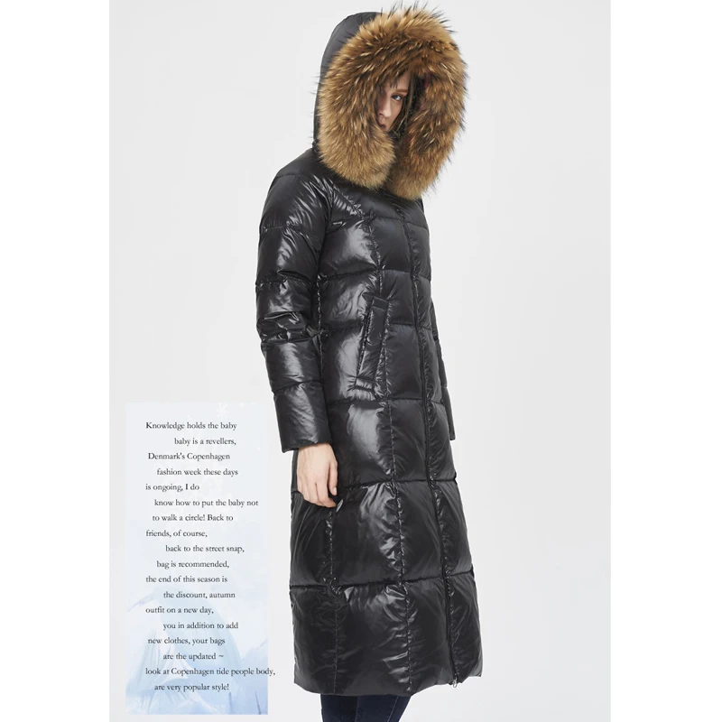 Fur Raccoon Luxury Down Coat White Duck Womens Winter Jackets and Coats manteau femme Long Parka Hooded Brand Design XC021 | Женская