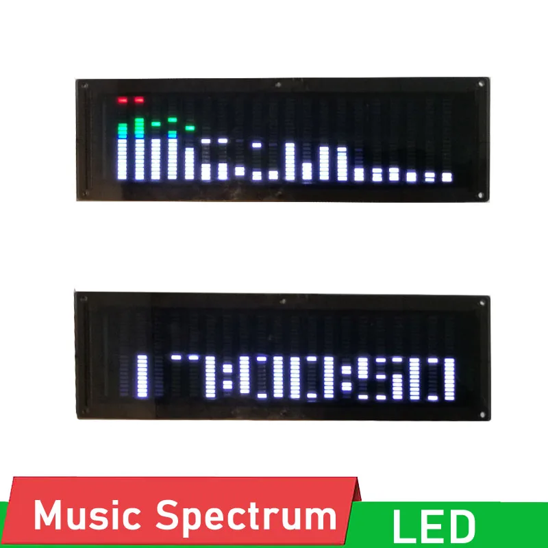 

Voice control LED Music Spectrum Display Analyzer W CLOCK Dual channel Audio Level Indicator Dynamic rhythm PC power amplifier