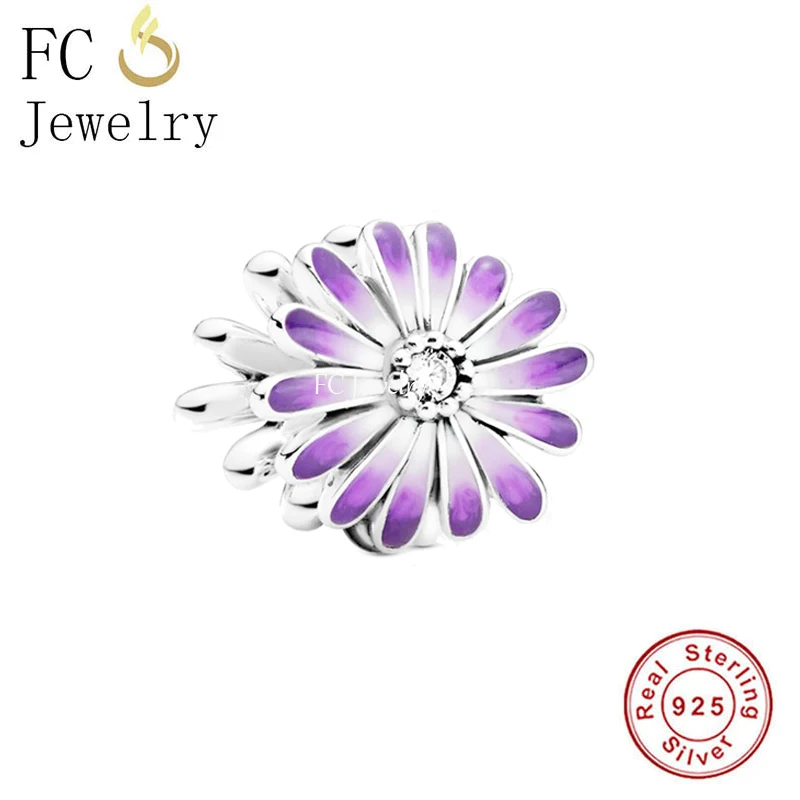 

FC Jewelry Fit Original Pan Charms Bracelet Real 925 Silver Purple Blooms Flower Daisy Bead For Making Women Berloque 2022