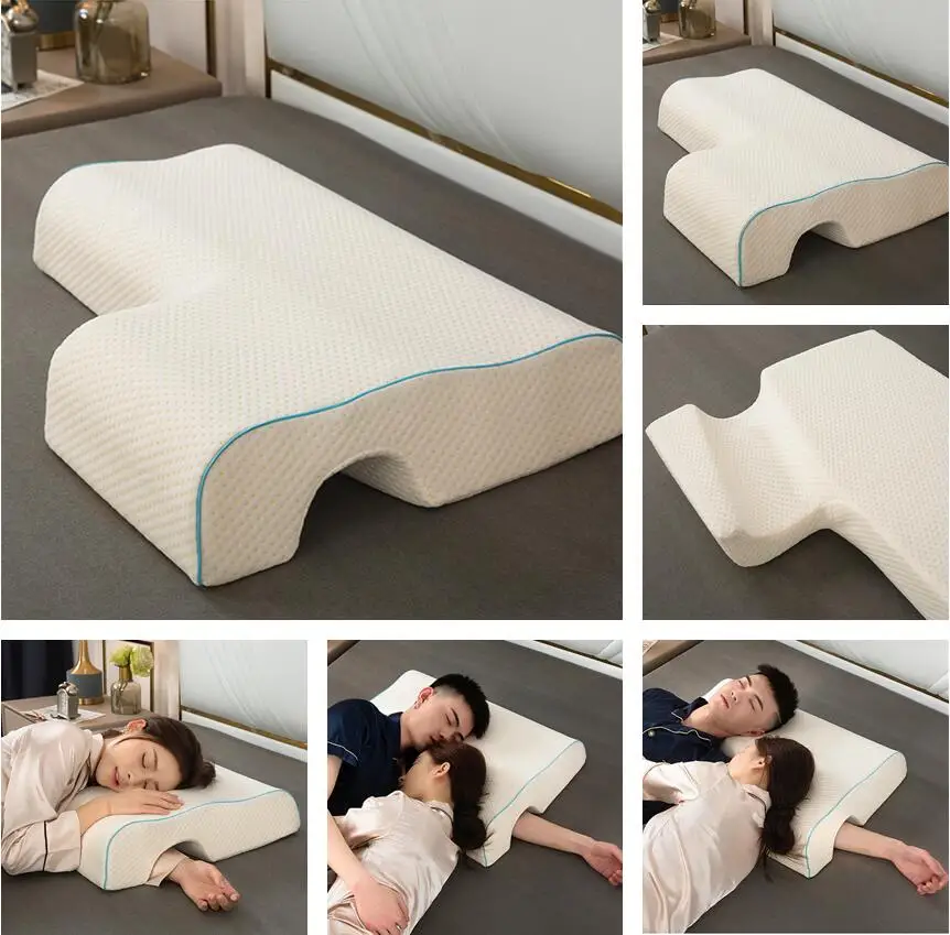 Almohada de cama de espuma viscoelástica para parejas, cojín de presión de rebote lento, para la salud del cuello, almohada de mano multifunción antipresión