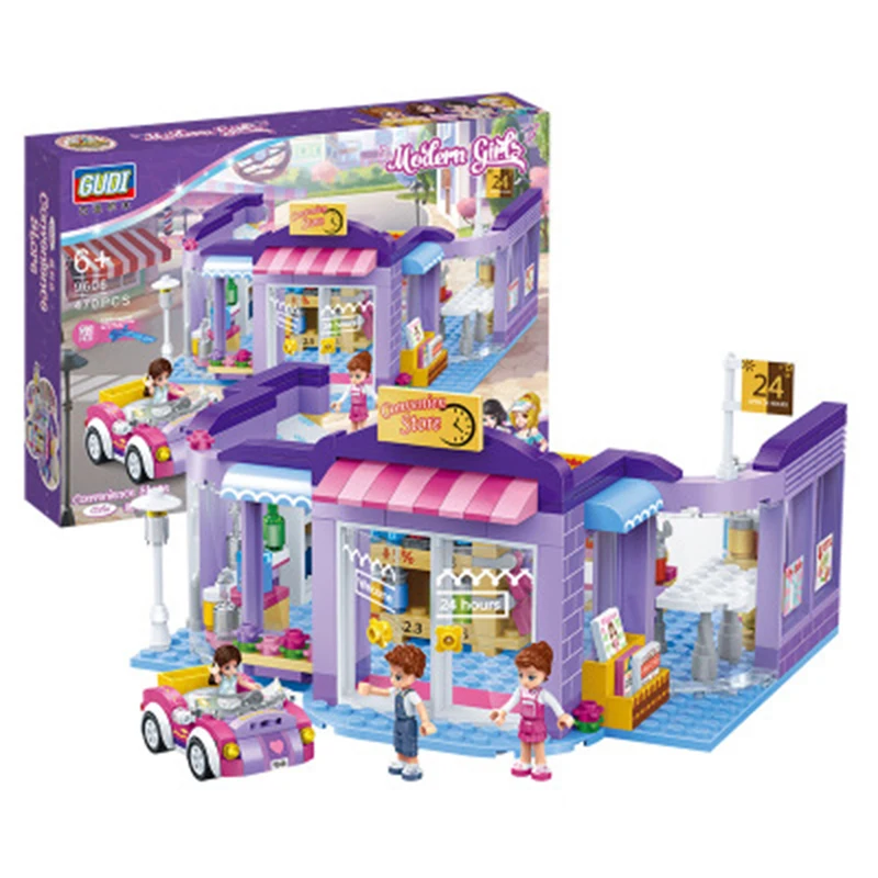 Розовый серии девушка серия питание машины строительного кирпича игрушки