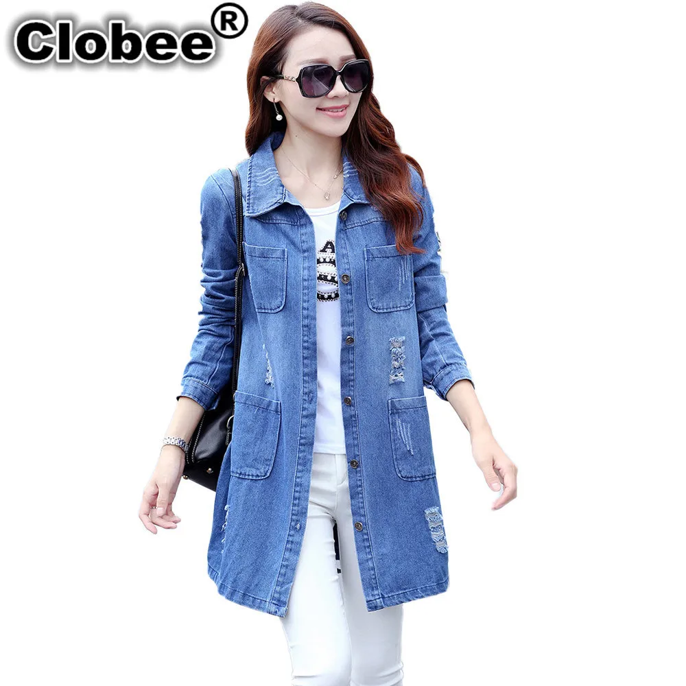 Fashion 2020 Summer Women Plus Size Clothing S-5XL Tunic Loose Cotton Denim Blouses Long Sleeve Jeans Shirt Top Femininas Female |
