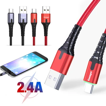 

Essager USB Type C Cable for Samsung S9 S8 Fast Charge Type-C Nylon Mobile Phone Charging USB C Cable for Xiaomi mi9 Redmi note7