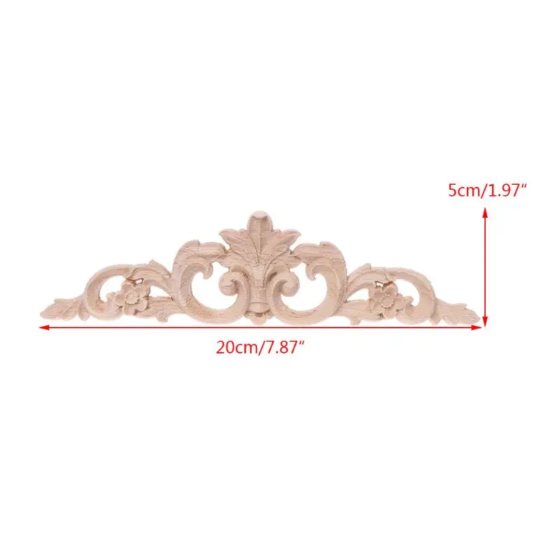 Деревянный резной цветок угловой Onlay аппликация Неокрашенная рамка шкаф наклейка мебель для дома Декор DIY 20x5 см Q9QA