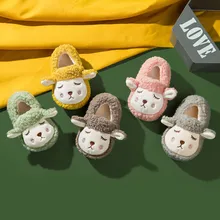 

Children's Shoes 1-9Y Non Slip Warm Winter Boys Girls Kids Slippers Cute Cartoon Sheep Baby Shoes Wool Indoor Home Slippers