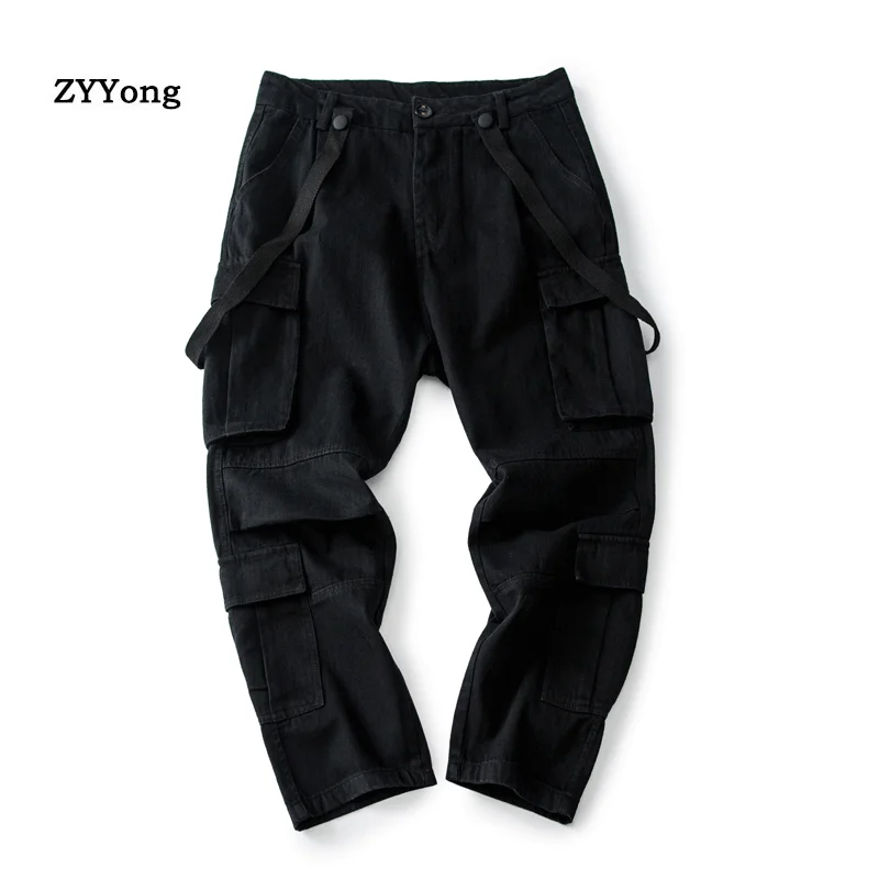

2020 Men Cotton Overalls Casual Pants Loose Pants Bib Pants Men's Fashion Hip Hop Jumpsuit Bib Pants