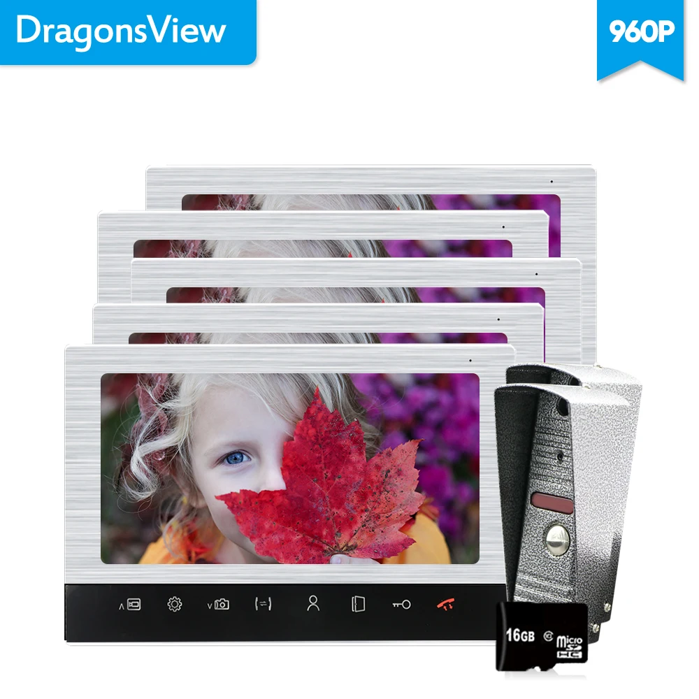 Dragonsview 10 дюймов проводной видеодомофон с датчиком движения записи 960P видео