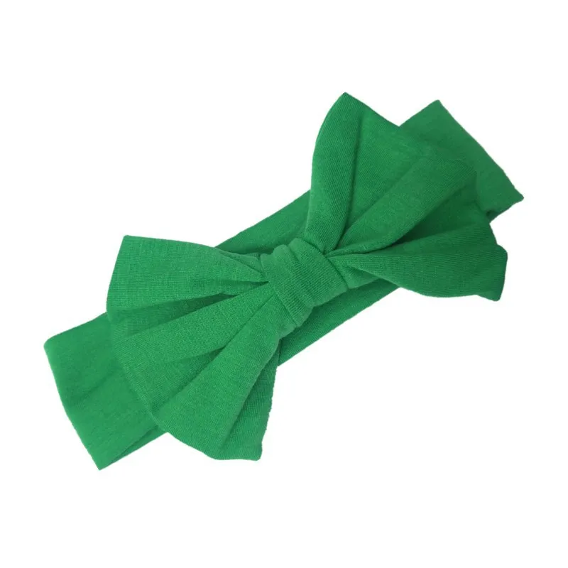Детская повязка на голову с бантом; Вязаная хлопковая детская эластичная повязка на голову для девочек; тюрбан для девочек; Летние повязки на голову; Бандо; bebe - Цвет: green