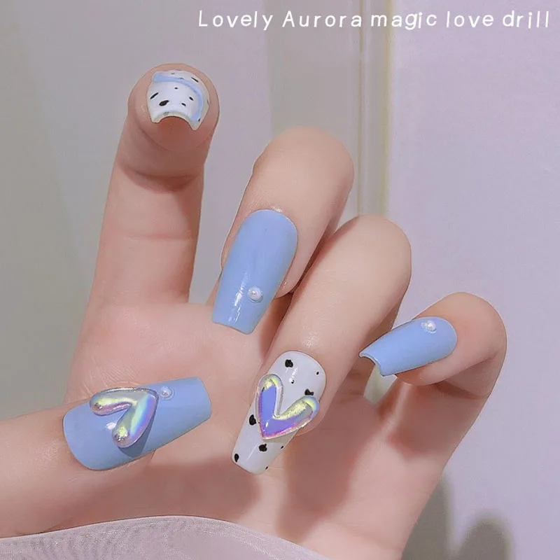 10pcs V Shaped Love Nail Art Decorations Aurora Symphony Maiden Heart Crystal Tips 4 Colors Manicure Rhinestone Accessories Z02 Rhinestones Decorations Aliexpress