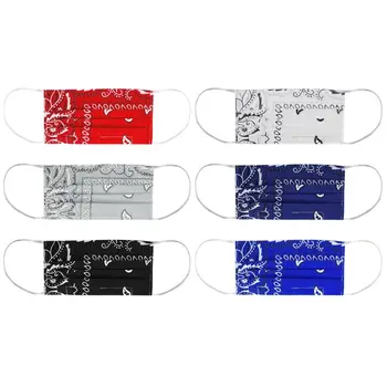

6pcs Washable Reusable Floral Mouth Mask Tie Dyed Bandanas Unisex Face Protection Earloop Anti Haze Pollution