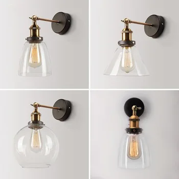

American wall lamp retro industrial style retro glass restaurant balcony aisle restaurant bedside wall lamp
