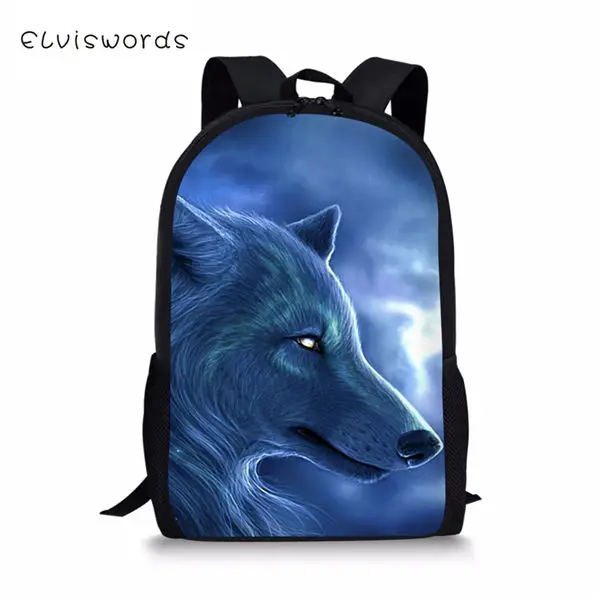 CDWX3768C ELVISWORDS модный детский рюкзак с принтом волка из мультфильма, школьный рюкзак для малышей, крутой рюкзак для путешествий с животными - Цвет: CDWX3768C