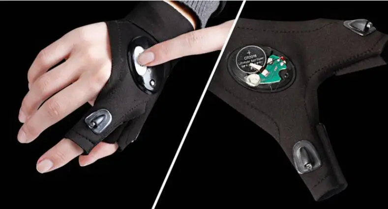 NEW High elasticity Waterproof LED Light Gloves Finger Lighting Auto Repair Outdoor Night Fishing Artifact Safety& Survival