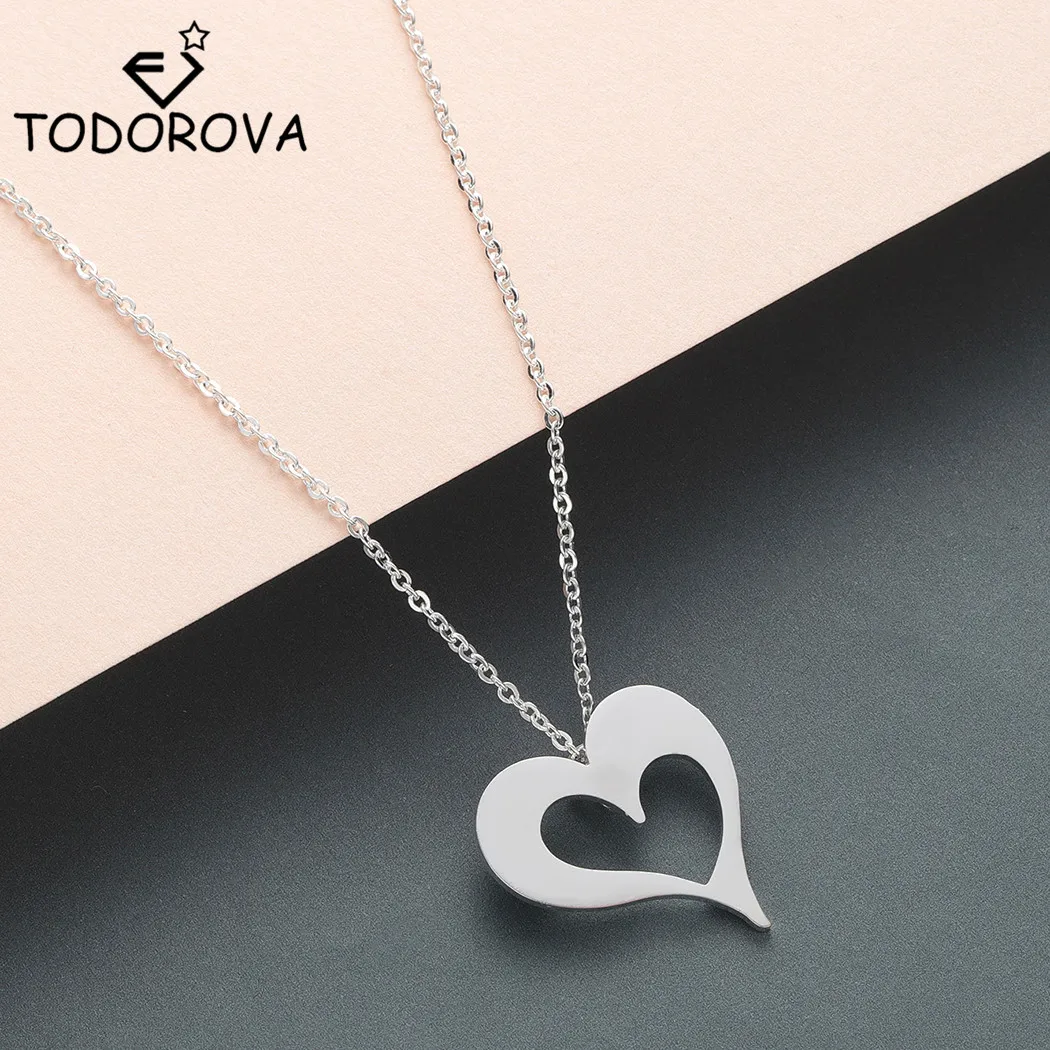 Женское длинное ожерелье с сердечком Todorova ювелирное изделие из нержавеющей