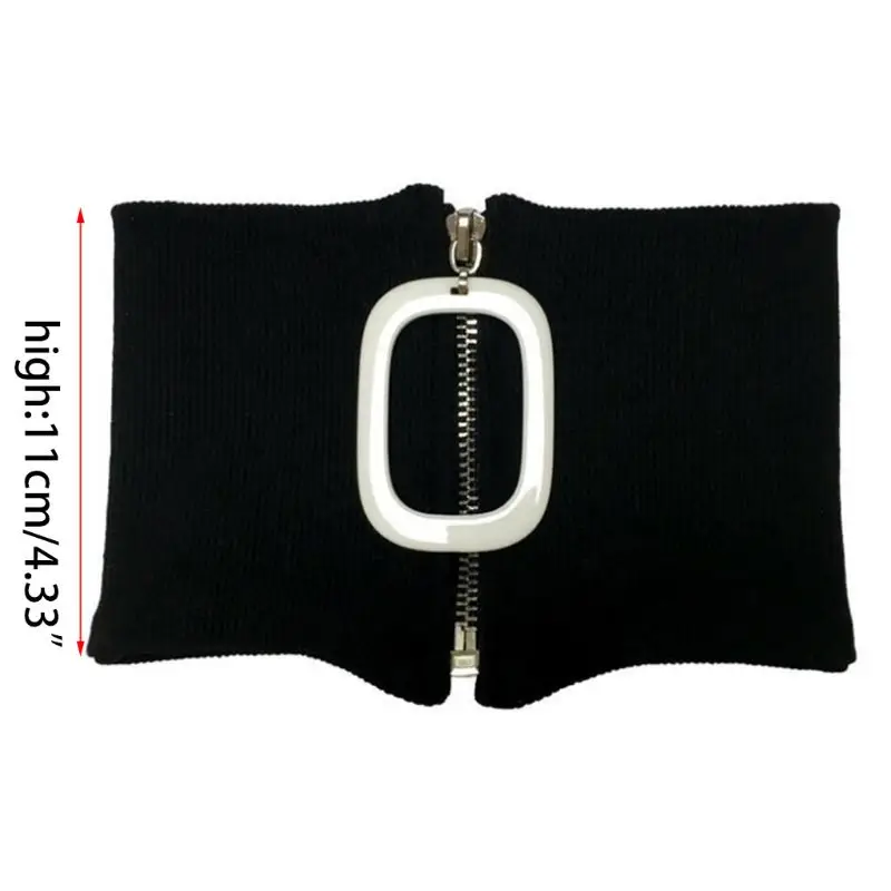 Женский ребристый вязаный съемный воротник с высоким горлом с геометрическим замком колье декоративный эластичный аксессуар для одежды