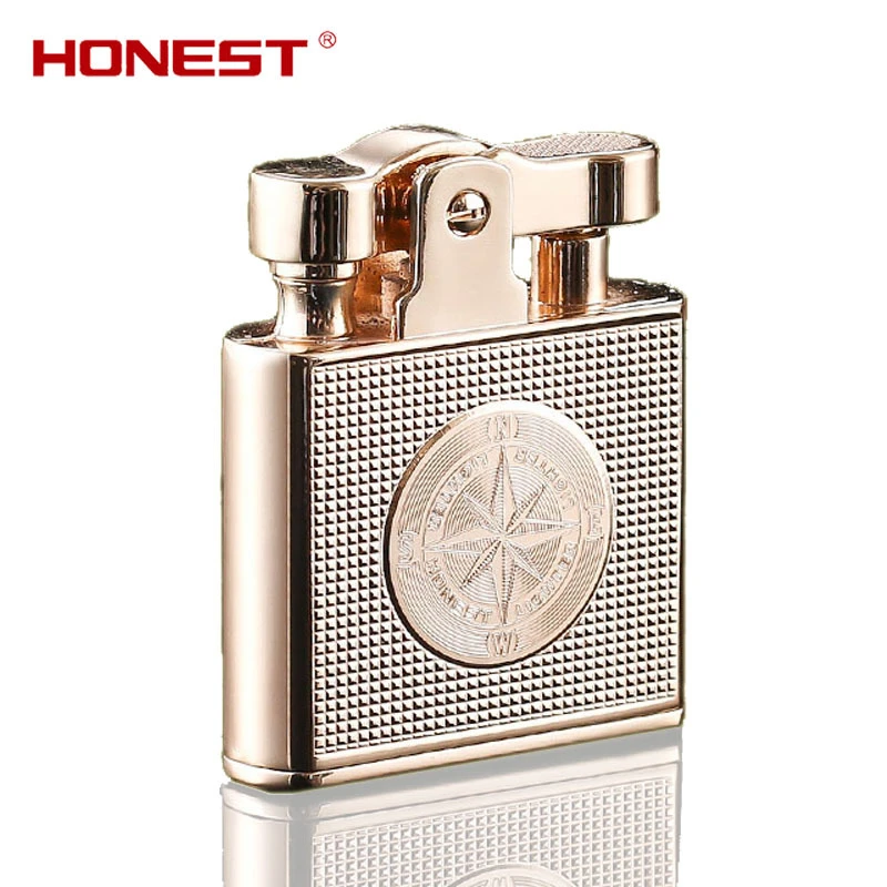 Honest Copper Cigarette Lighter Gasoline Vintage Kerosene For oil Lighter Grinding Wheels Fire Lighter Retro Windproof Lighter