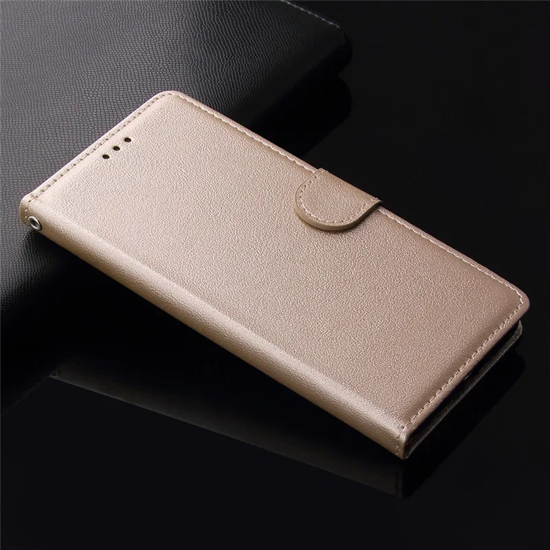 For Samsung Galaxy J7 J5 J3 J4 J6 Plus J8 Solid Color Leather Wallet Case Flip Cover Card Slot for Galaxy J8 Bag - Цвет: Gold