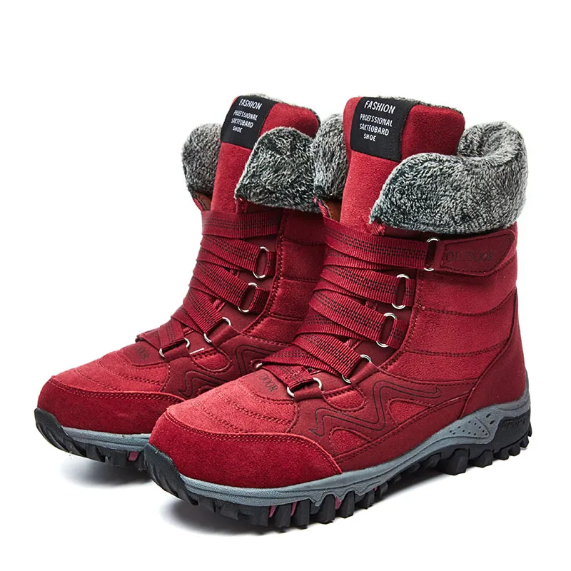 

Winter Fashion Women Boots Warm Plush Mid Calf Snow Boots Casual Outdoor Mother Shoes botas mujer Plus Size 35-42 XU093