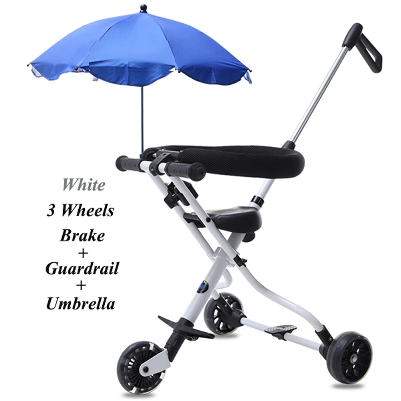 White 3 wheel Детская коляска Artifact, детская коляска, легко складывающаяся трехколесная пятиколесная детская коляска с детской тележкой, детская коляска - Цвет: White 3 wheel