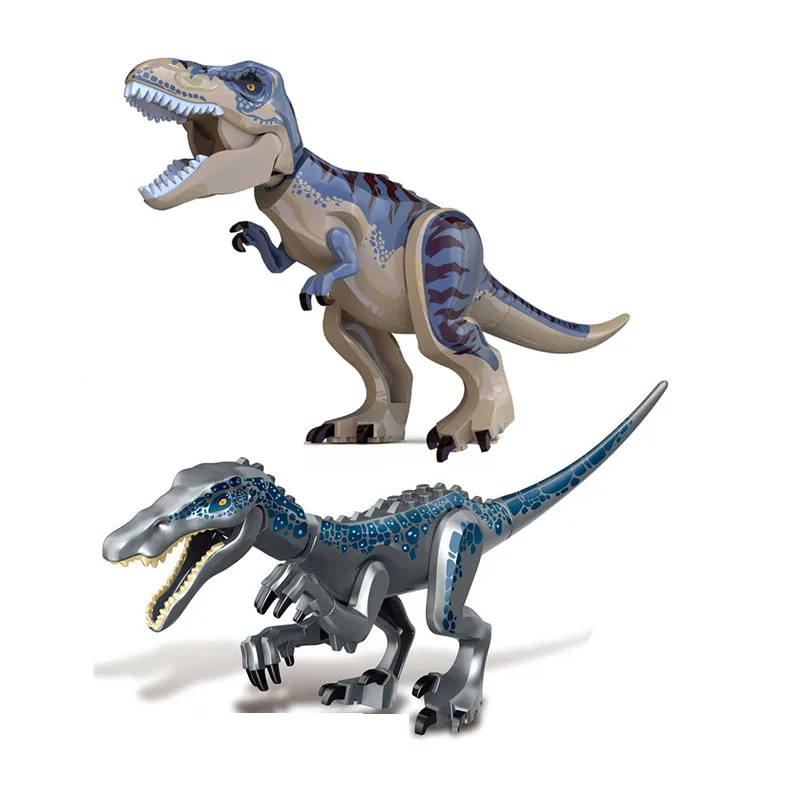 Мир Юрского периода 2 динозавр тяжелый коготь Дракон Indominus Rex T-Tex Dilophosaurus строительные блоки кирпичи игрушки для детей Рождество - Цвет: Зеленый