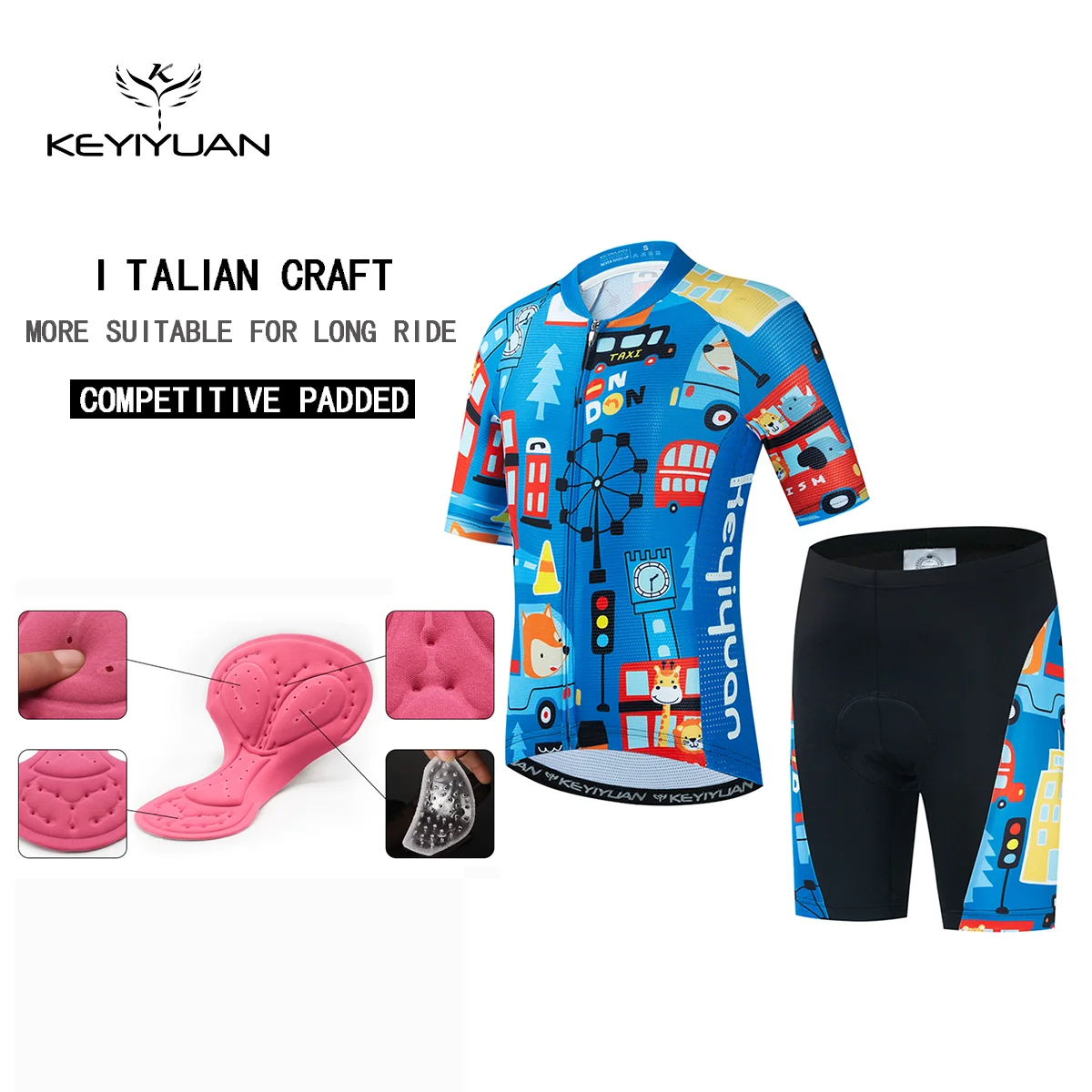 Keyiyuan 2022 Summer Kids Cycling Jersey Set Children Bike Suit Boy